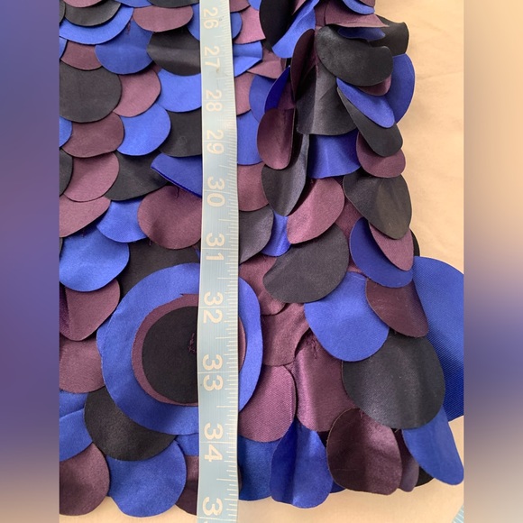 Purple and blue Taffeta leaf paillette disco 80s 90s Formal prom Dress size 6 - Picture 8 of 14